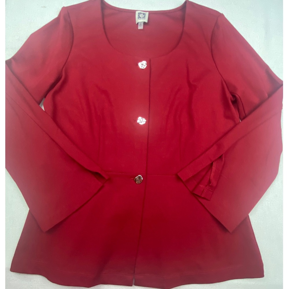 Anne Klein Womens Red Square Neck Button Front Cardigan Sweater 303M7ESA24R M